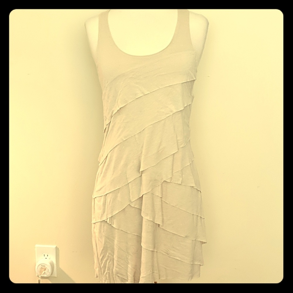 NWT New York & Co Beige Ruffle T-Shirt Dress